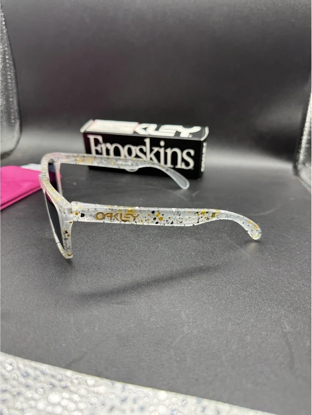 Oakley Frogskin Splatter Clear/Prizm Black Lenses OO9013-G655